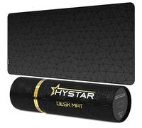 Hystar® Tappetino per mouse da gioco esteso, XXL, 91,4 x 40,6 cm, spessore 5 mm, superficie impermeabile, tessuto in poliestere liscio e base in gomma naturale, poli (nero)