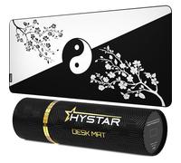 Hystar Tappetino per mouse da gioco esteso | XXL 91,4 x 40,6 cm | Spessore 5 mm, superficie impermeabile, tessuto in poliestere liscio e base in gomma naturale | Yin Yang