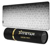 Hystar Tappetino per mouse da gioco esteso | XXL 91,4 x 40,6 cm | Spessore 5 mm, superficie impermeabile, tessuto in poliestere liscio e base in gomma naturale | Poly White