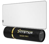 Hystar Tappetino per mouse da gioco esteso, XXL, 91,4 x 40,6 cm, spessore 5 mm, superficie impermeabile, tessuto in poliestere liscio e base in gomma naturale, bianco classico