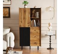 HYSZ Credenza, 83 x 40 x 160 cm, moderna credenza con due ante, tre cassetti e ripiani aperti