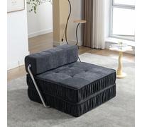 HYSZ Divano con funzione letto, divano singolo, divano pieghevole, futon, poltrona da lettura, cuscino per lo schienale rimovibile, per soggiorno, appartamento, piccolo spazio, 92 x 92 x 64 cm (grigio