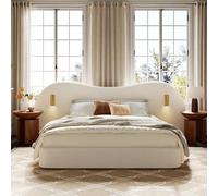 HYSZ Letto imbottito, letto matrimoniale, telaio 180 x 200 cm, con porta di ricarica USB e lampada da lettura, testiera e ampio spazio di archiviazione