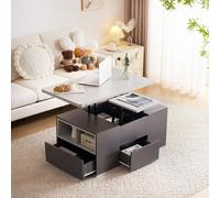 HYSZ Tavolino da caffè multifunzione sollevabile - Il piano del tavolo si apre su 2 tavoli, grande storage, Mobile Modern Center Table for Living Room or Office, Dark & Light Grey Finish