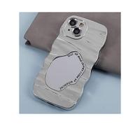 HYT Series Compatible for iPhone 15 Plus Mirror Makeup Case Electroplated Phone Cover Curly Wave Frame