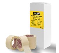 HYTAMA TOOLS Nastro di Carta da Imbianchini 50mm x 50m - Set 6 Rotoli Carta Gommata Professionale Riciclabile per Mascheratura, Pittura, Imbiancatura, Lavori Fai-da-te