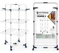 HYTAMA TOOLS TOWER 3 - Stendibiancheria Verticale Bianco Tre livelli di stendibiancheria con diverse posizioni di apertura, meccanismo a scorrimento