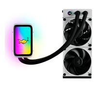 Hyte Thicc Q60-240mm Aio - Dissipatore CPU a liquido con display IPS ultrasottile da 5 pollici, alimentato da Nexus Link, Bianco/Nero