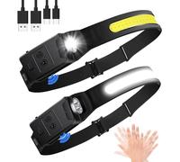 Hyted Torcia Frontale LED Ricaricabile, 2 Pezzi Lampada Frontale Impermeabile con 6 modalità di Illuminazione, USB Ricaricabile Lampada da Testa per Campeggio,Corsa