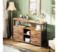 HYTKKBD Banca per TV a LED con illuminazione e spazio di archiviazione, elegante tavolo multimediale per la casa moderna (marrone, 108 cm (armadio a due piani)