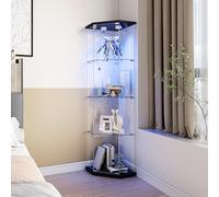 HYTKKBD Vitrina en Verre, 2 Couches, Vitrine Salon avec LED, Armoire de Collection Moderne en Verre, Vitrine pour Bureau, Objets de Coll, pour Salon, chambre à coucher, Bureau, nero