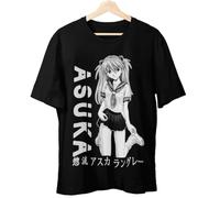HYTREZSXC Asuka Evangelion Eva02 Anime Manga Aesthetic Cosplay T-Shirt Size S to 5XL Black L