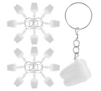 HYTROVE 25 Pezzi Portachiavi Decorativo a Forma di Dente in Acciaio Inossidabile e Plastica Bianco, Versatile e Creativo, da Appendere a Borse per Ogni Occasione