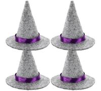 HYTROVE 4 Pezzi Cappelli da Strega Miniatura per Decorazione Halloween, Accessori in Non Tessuto per Bottiglie e Progetti Fai-da-te, Stile Unico e Raffinato per Festa