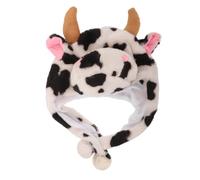 HYTROVE Cappello Peluche Mucca con Orecchie e Corna Caldo Cappello Animal Ears per Donna e Accessorio Cosplay e Festa Design Morbido e Divertente per Interazione Genitori-figli