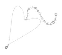 HYTROVE Collana Lunga Schiena Elegante in Cristallo Argento per Matrimonio e Decorazione, Gioiello Fashion Unico come Regalo o Innamorata