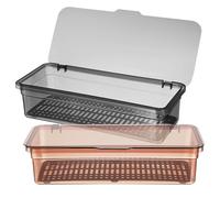 HYTROVE Contenitore per Posate Coperchio e Vaschetta Drenante, Organizer Utensili da Cucina Trasparente, 2 Pezzi per Forchette e Coltelli, per Uso Quotidiano in Cucina