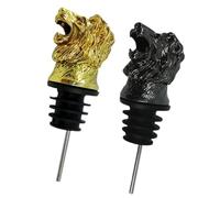 HYTROVE Set 2 Pezzi Tappi Versatori per Bottiglia di Vino in Lega Forma Testa di Leone, Leggeri e Sicuri, Accessori Creativi per Party e Casa