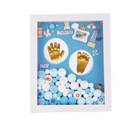 HYTROVE Set Cornice Impronte Mani e Piedi in Acrilico Oro, Kit Nascita Bimbo e Bimba per Battesimo Porta Foto Ricordo