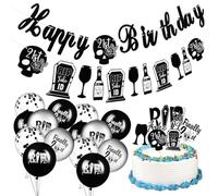 HYTROVE Set Decorazioni per Festa di Compleanno 21 Anni Palloncini in Lattice Nero Resistente e Materiali Sicuri per Feste Memorabili