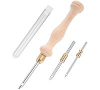 HYTROVE Strumento per Cucito con Ago da Ricamo in Acciaio Inossidabile e Manico Ergonomico in Legno, Accessori con Aghi di Ricambio, per rug Making e Needle Felting