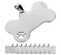 HYTROVE Targhette per Cani in Metallo Argento Forma a Ossa 10 Unitá Medagliette Incisione Resistente Non Deformabile Accessori per Collare Animali Domestici