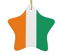 HYTTER Bandiera della Costa d'Avorio in ceramica con ciondolo a forma di stella, ornamento facile da appendere, molto adatto per decorare alberi di Natale