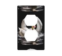 HYTTER Big White Goose in the Swimming Ring Stampa Doppia Presa Pannello a Parete Pannello Elettrico Presa Elettrica Piastra di Copertura Shatter Decorazione Durevole 11,4 x 7 cm