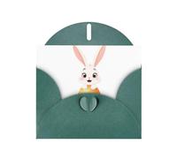 HYTTER - Biglietto di auguri per Natale, compleanni e anniversari, motivo: coniglietto che gioca a nascondino, colore: verde scuro