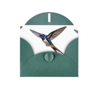 HYTTER - Biglietto di auguri verde scuro con piccole rondini che volano con ali spalmate per Natale, compleanni e anniversari