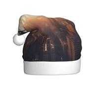 HYTTER Cappello di Natale per adulti con stampa di aerei sopra edifici alti con tesa morbida e soffice, leggero e confortevole