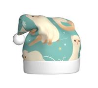 HYTTER Cappello di Natale per adulti con stampa di furetti alla moda francese con tesa morbida e soffice, leggero e confortevole