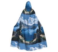 HYTTER cratere lago stampe Halloween poncho con cappuccio adulti mantello decorazione festa feste Mardi Gras costume facile da pulire durevole