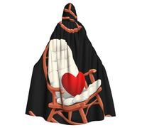 HYTTER Cuscino a forma di cuore su sedia a dondolo Stampe Halloween Poncho con cappuccio Adulti Mantello Decorazione Festa Feste Mardi Gras Costume Facile da Cura Durevole