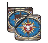 HYTTER Holy Spirit Christia - Set di 2 presine isolate quadrate con stampa, 20,3 x 20,3 cm, anti-scottatura e termoisolanti, impermeabili