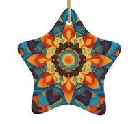HYTTER Kaleidoscope Mandala Picture Christmas Ceramic Star Pendant Ornament Easy to Hang, molto adatto per decorare alberi di Natale