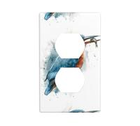 HYTTER Kingfisher ad acquerello con stampa preda doppia presa pannello a parete piastra di copertura per presa elettrica decorazione infrangibile durevole 11,4 x 7 cm
