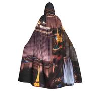 HYTTER Las Vegas Night City Stampe Halloween Poncho con cappuccio Adulti Mantello Decorazione Party Party Party Mardi Gras Costume Facile da Cura Durevole