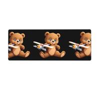 HYTTER Little Bear Holding a Model Airplane Printing Extra Large Mouse pad Computer Office Gaming Keyboard versione ispessita 30,5 x 80 cm