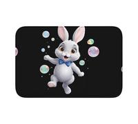 HYTTER Little Gray Rabbit Chasing Bubbles stampato in velluto con bordo bloccato tappetino per camera da letto, salotto, dormitorio decorazione casa