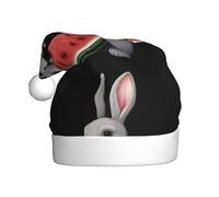 HYTTER Little Grey Rabbit mangia anguria Stampe Cappello di Natale per Adulti Morbido e Fluffy Brim, Leggero Comfort
