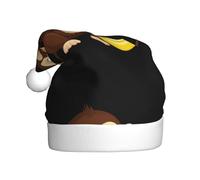 HYTTER Little Monkey eating bananas Prints, cappello natalizio per adulti, tesa morbida e soffice, leggero e confortevole