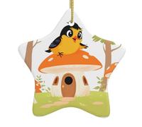 HYTTER Little Oriole's Mushroom House Picture Christmas Ceramic Star Pendant Ornament Easy to Hang, molto adatto per decorare alberi di Natale