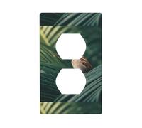 HYTTER Little Sparrow on Palm Leaves Stampa Doppia Presa Pannello a Parete Presa Elettrica Piastra di Copertura Shatter Decorazione Durevole 11,4 x 7 cm