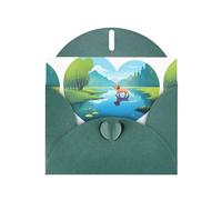 HYTTER Love Puppy Walking by the Lake - Biglietto di auguri per Natale, compleanni e anniversari, colore: verde scuro
