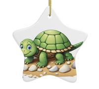 HYTTER Piccola tartaruga che attraversa la ghiaia immagine di Natale in ceramica ciondolo ornamento stella facile da appendere, molto adatto per decorare alberi di Natale