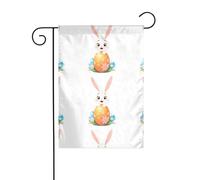 HYTTER Piccolo coniglio che gioca a nascondino stampa bandiera giardino decorazione cortile 30,5 x 45,7 cm per giardino terrazza balcone