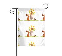 HYTTER Piccolo scoiattolo che gioca con mulino a vento Stampa Bandiera da giardino Decorazione per cortile 30,5 x 45,7 cm per giardino terrazza balcone