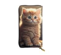 HYTTER Portafoglio in pelle - Elegante e durevole portafoglio da donna con scomparti multipli e cerniera design carino piccolo gatto modello, nero, taglia unica, Nero , Taglia unica