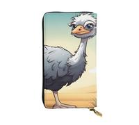 HYTTER Portafoglio in pelle, elegante e resistente, da donna, con scomparti multipli e cerniera, grazioso motivo struzzo, nero, taglia unica, Nero , Taglia unica